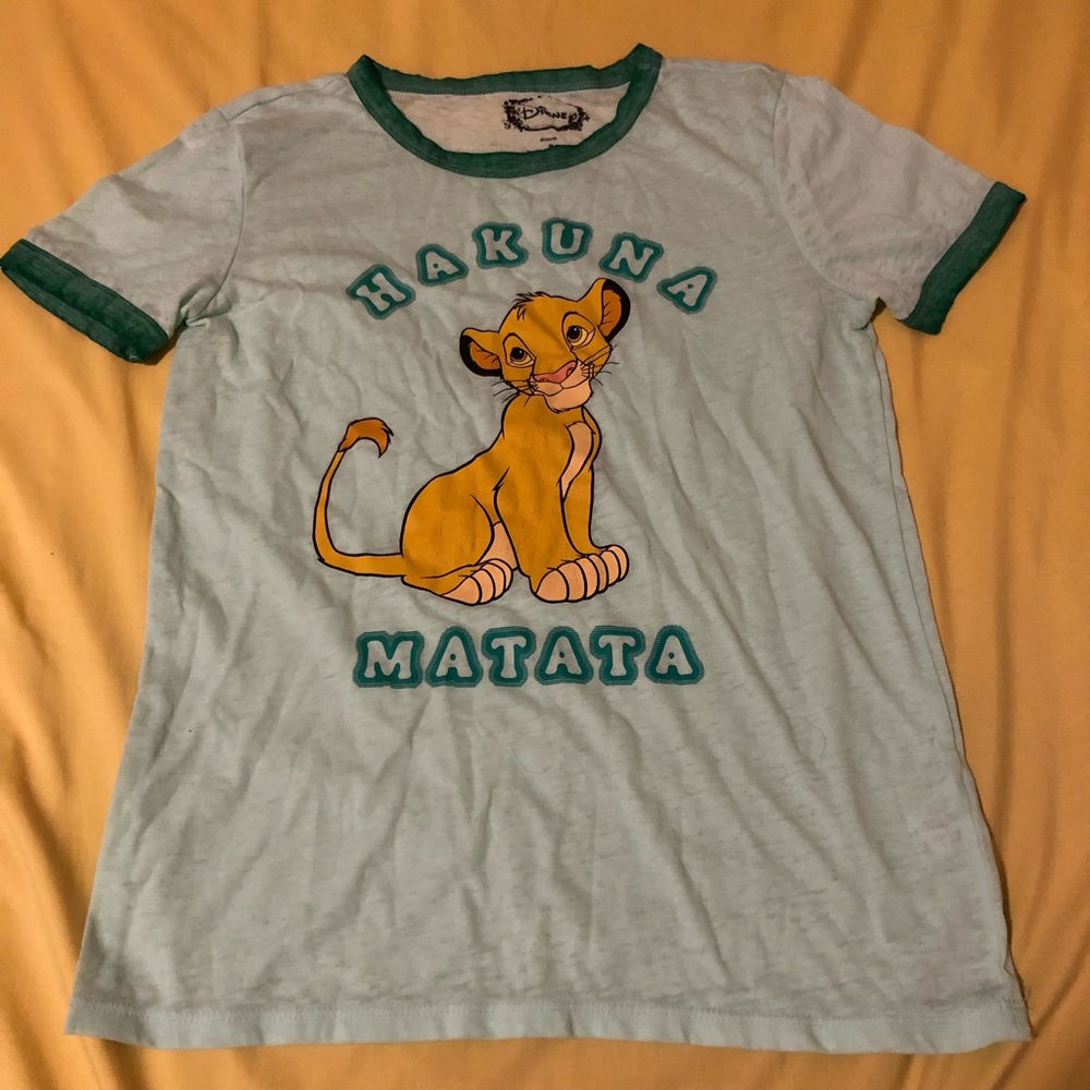 Disney Lion King Simba Hakuna Matata green burnout ringer tee